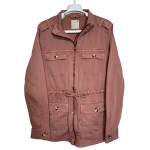SO Mauve Lightweight Utility Pink Jacket Coat Drawstring Waist Women’s Size XL